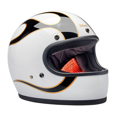 Capacete Biltwell Gringo S Gloss White Black Flames