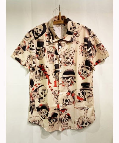Camisa Hawaii Style Aloha Havaiana Caveira Skull