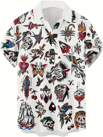 Camisa Hawaii Style Aloha Havaiana Piratas Kustom Kulture