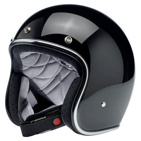 Capacete Biltwell Bonanza  Preto Brilhante Gloss Black -DOT