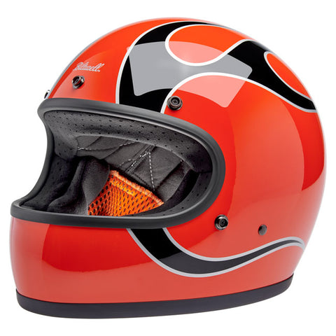 Capacete Biltwell Gringo Comp Orange Flames