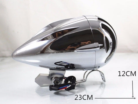 Farol mota Lampada H4 cromado Cafe Racer Harley Davidson Chopper Custom no