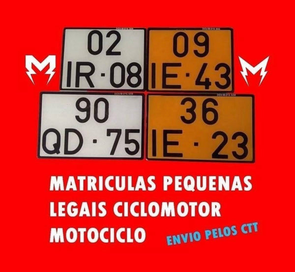 Matrícula Mota Pequena Legal 14x18 Motociclo Acrílica Moto