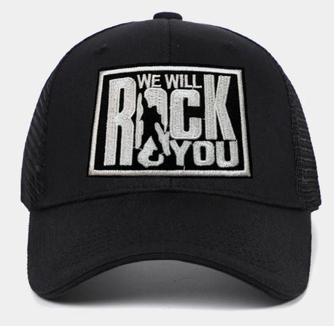 Boné Trucker Cap Rede Bordado We Will Rock You