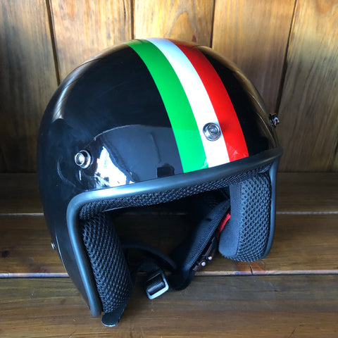 Capacete Gloss Black Italian Flag Preto Brilhante