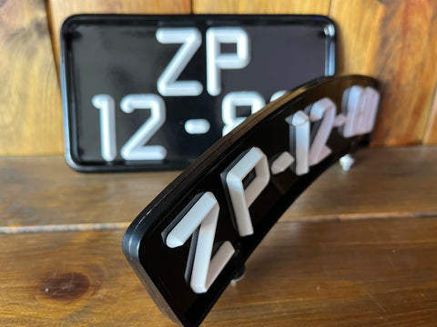 Matrícula Antiga Mota Motociclo Clássica Preta relevo Metal Moto