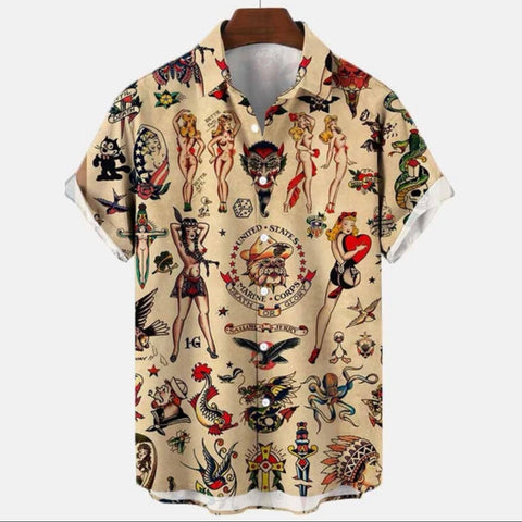 Camisa Hawaii Style Aloha Havaiana Pin-up Eagle