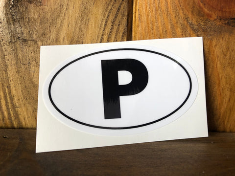 Autocolante P de Portugal identificação do País Distico Adesivo Oval Bandeira Viagem