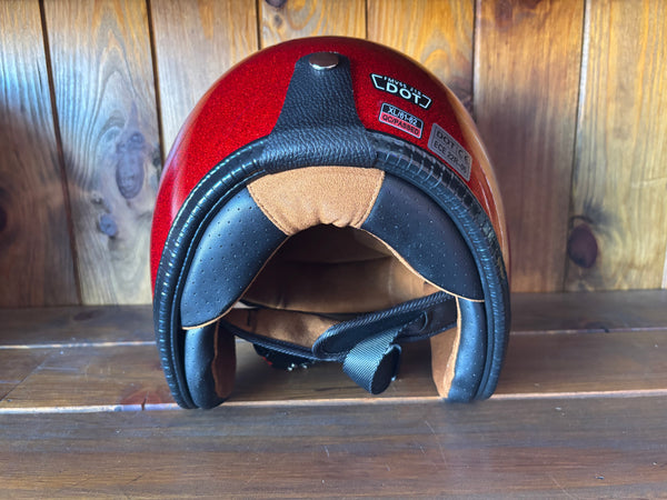 Capacete Jet Vermelho Metal Flakes Helmet Open Face Aberto