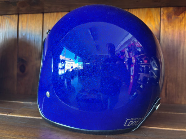 Capacete Jet Azul Metal Flakes Helmet Open Face Aberto