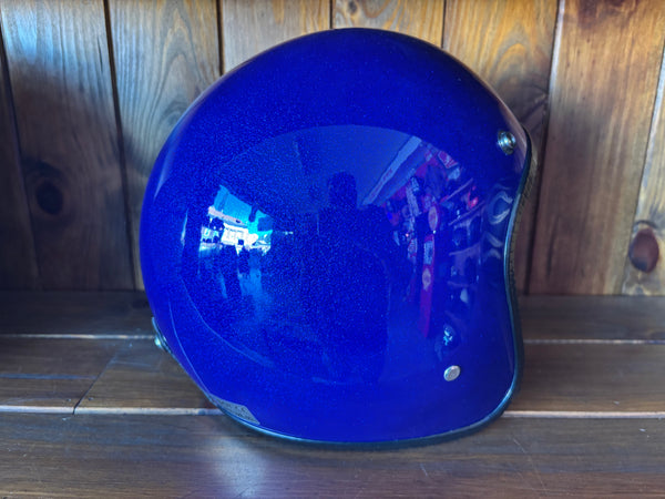 Capacete Jet Azul Metal Flakes Helmet Open Face Aberto
