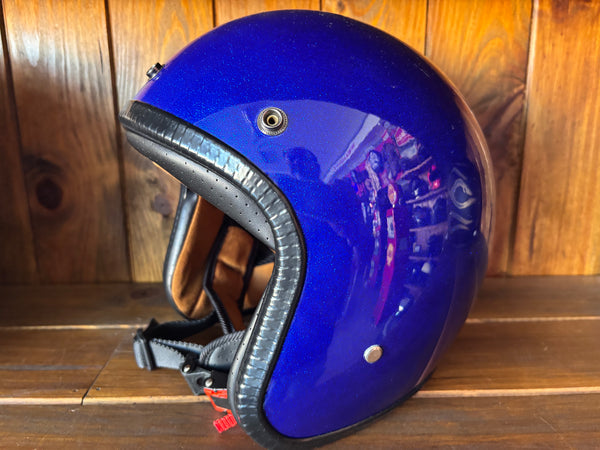 Capacete Jet Azul Metal Flakes Helmet Open Face Aberto