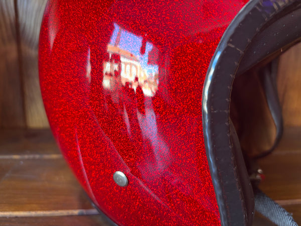 Capacete Jet Vermelho Metal Flakes Helmet Open Face Aberto