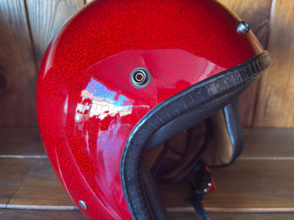 Capacete Jet Vermelho Metal Flakes Helmet Open Face Aberto