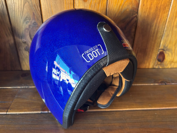 Capacete Jet Azul Metal Flakes Helmet Open Face Aberto