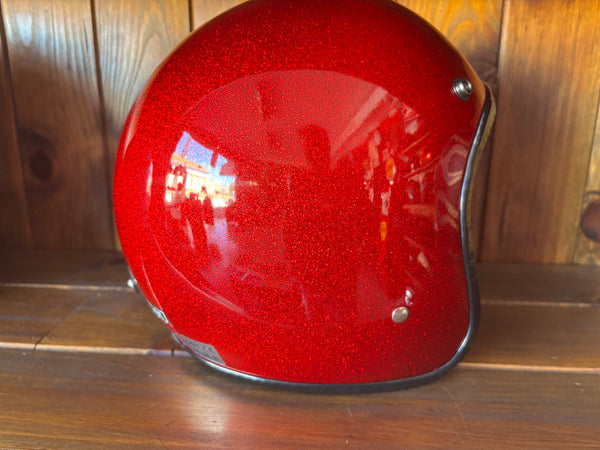 Capacete Jet Vermelho Metal Flakes Helmet Open Face Aberto
