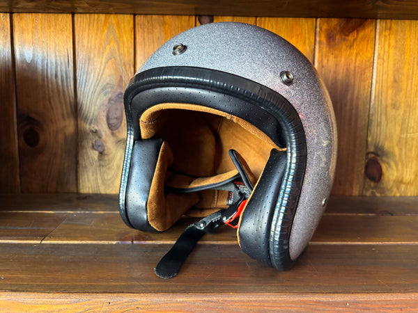 Capacete Jet Brite Silver  Metal Flakes Helmet Open Face Aberto