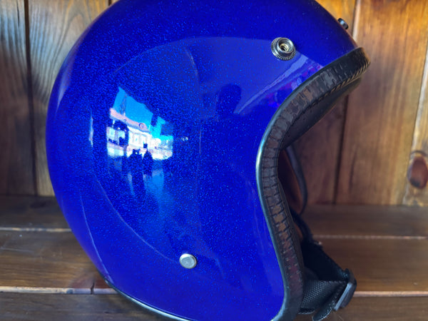 Capacete Jet Azul Metal Flakes Helmet Open Face Aberto