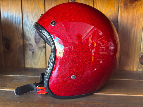 Capacete Jet Vermelho Metal Flakes Helmet Open Face Aberto