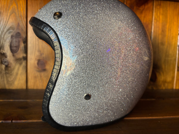 Capacete Jet Brite Silver  Metal Flakes Helmet Open Face Aberto