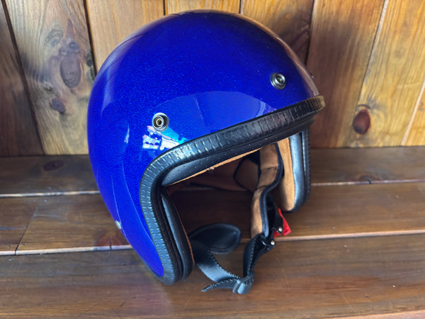 Capacete Jet Azul Metal Flakes Helmet Open Face Aberto