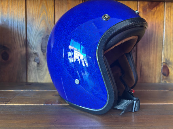 Capacete Jet Azul Metal Flakes Helmet Open Face Aberto