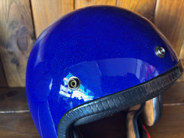 Capacete Jet Azul Metal Flakes Helmet Open Face Aberto