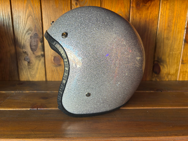 Capacete Jet Brite Silver  Metal Flakes Helmet Open Face Aberto