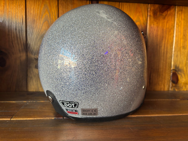 Capacete Jet Brite Silver  Metal Flakes Helmet Open Face Aberto