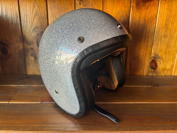 Capacete Jet Brite Silver  Metal Flakes Helmet Open Face Aberto
