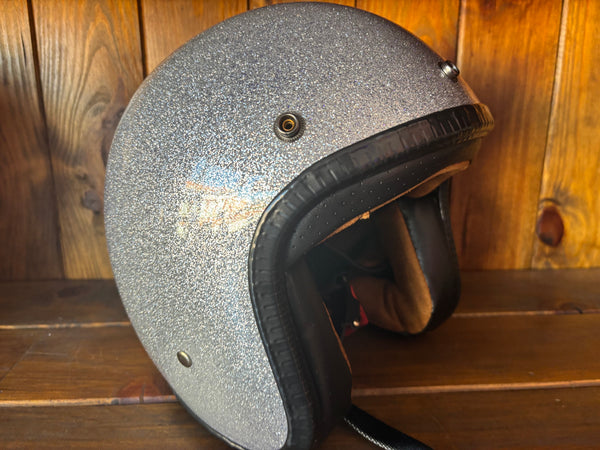 Capacete Jet Brite Silver  Metal Flakes Helmet Open Face Aberto