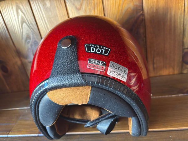 Capacete Jet Vermelho Metal Flakes Helmet Open Face Aberto