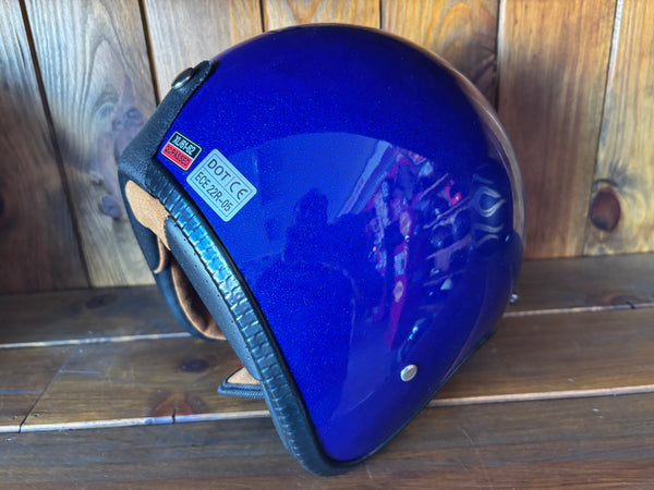 Capacete Jet Azul Metal Flakes Helmet Open Face Aberto