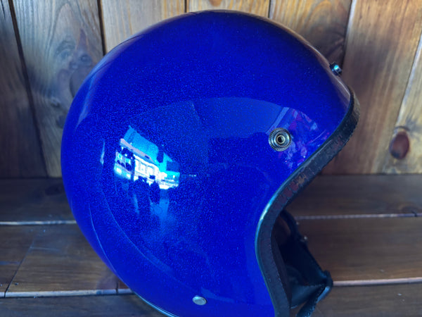 Capacete Jet Azul Metal Flakes Helmet Open Face Aberto