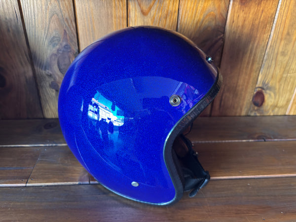Capacete Jet Azul Metal Flakes Helmet Open Face Aberto
