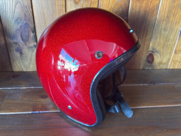 Capacete Jet Vermelho Metal Flakes Helmet Open Face Aberto