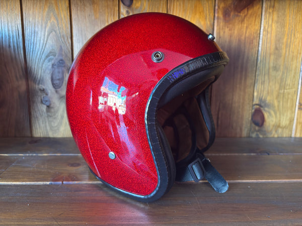 Capacete Jet Vermelho Metal Flakes Helmet Open Face Aberto