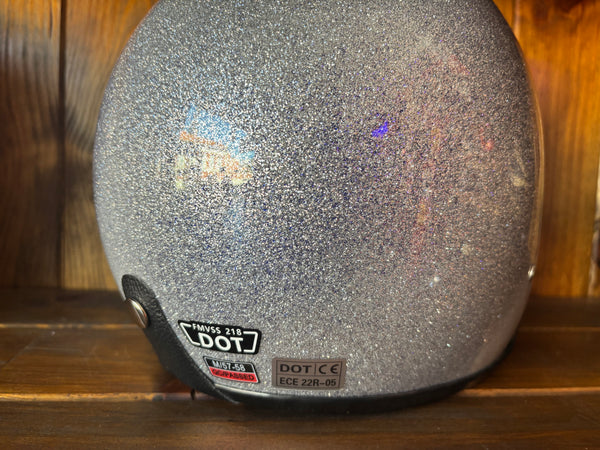 Capacete Jet Brite Silver  Metal Flakes Helmet Open Face Aberto