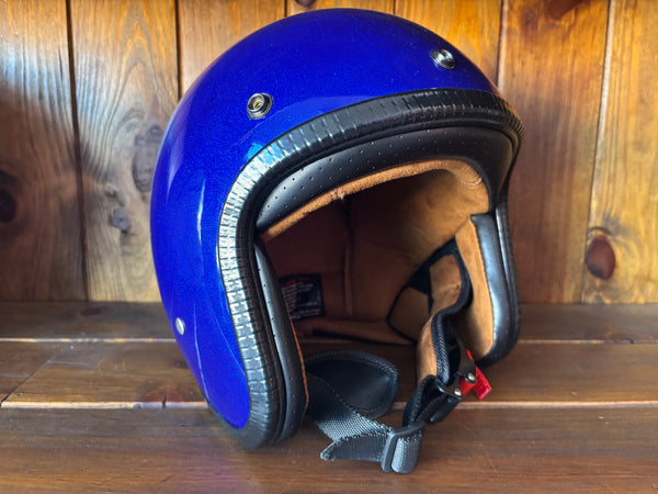 Capacete Jet Azul Metal Flakes Helmet Open Face Aberto