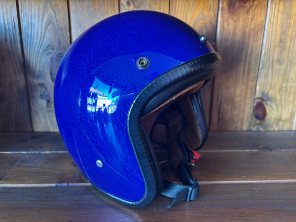 Capacete Jet Azul Metal Flakes Helmet Open Face Aberto