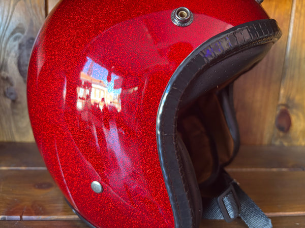 Capacete Jet Vermelho Metal Flakes Helmet Open Face Aberto