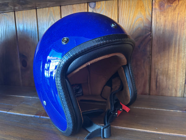 Capacete Jet Azul Metal Flakes Helmet Open Face Aberto