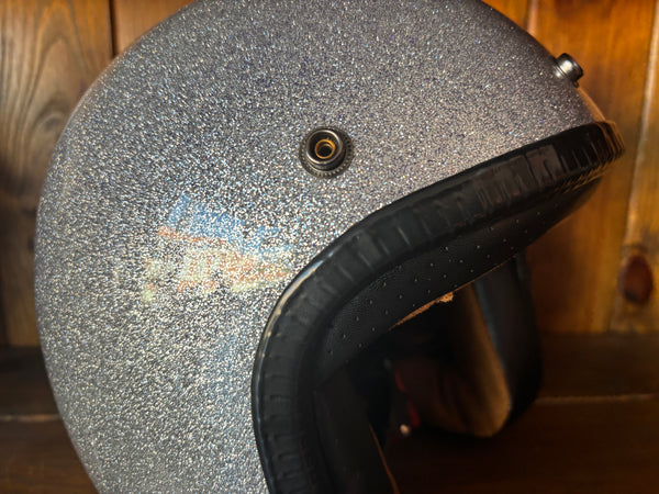 Capacete Jet Brite Silver  Metal Flakes Helmet Open Face Aberto