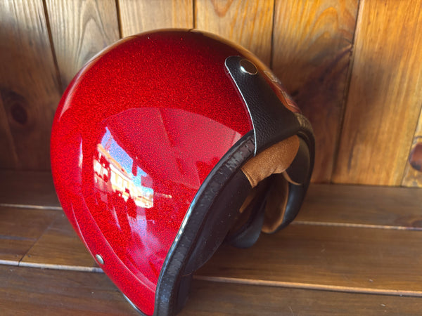 Capacete Jet Vermelho Metal Flakes Helmet Open Face Aberto