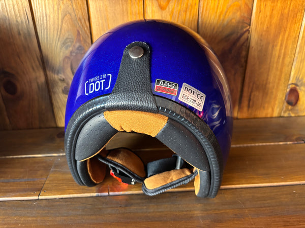Capacete Jet Azul Metal Flakes Helmet Open Face Aberto
