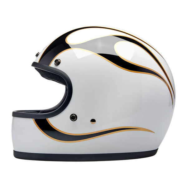 Capacete Biltwell Gringo S Gloss White Black Flames