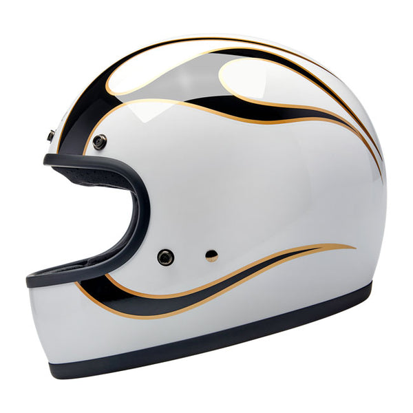 Capacete Biltwell Gringo S Gloss White Black Flames