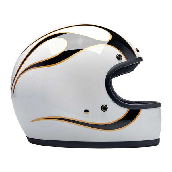 Capacete Biltwell Gringo S Gloss White Black Flames