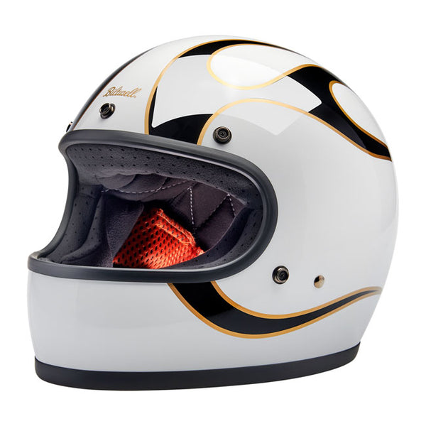 Capacete Biltwell Gringo S Gloss White Black Flames