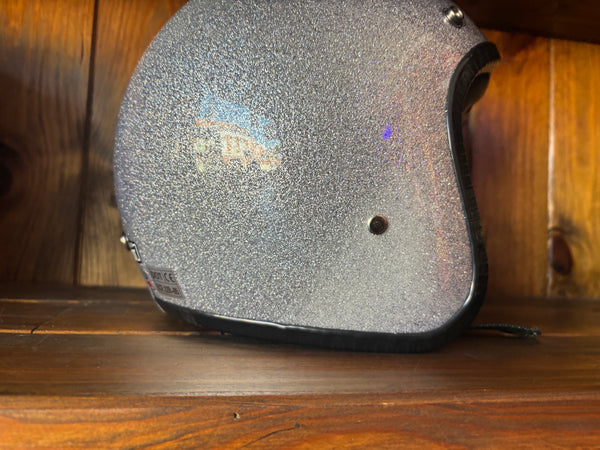 Capacete Jet Brite Silver  Metal Flakes Helmet Open Face Aberto